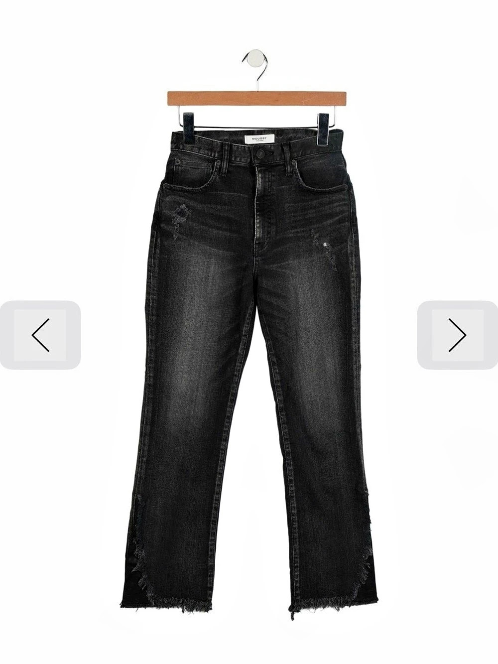 Moussy Vintage Black High Rise Straight Leg Distressed Jeans Size 26